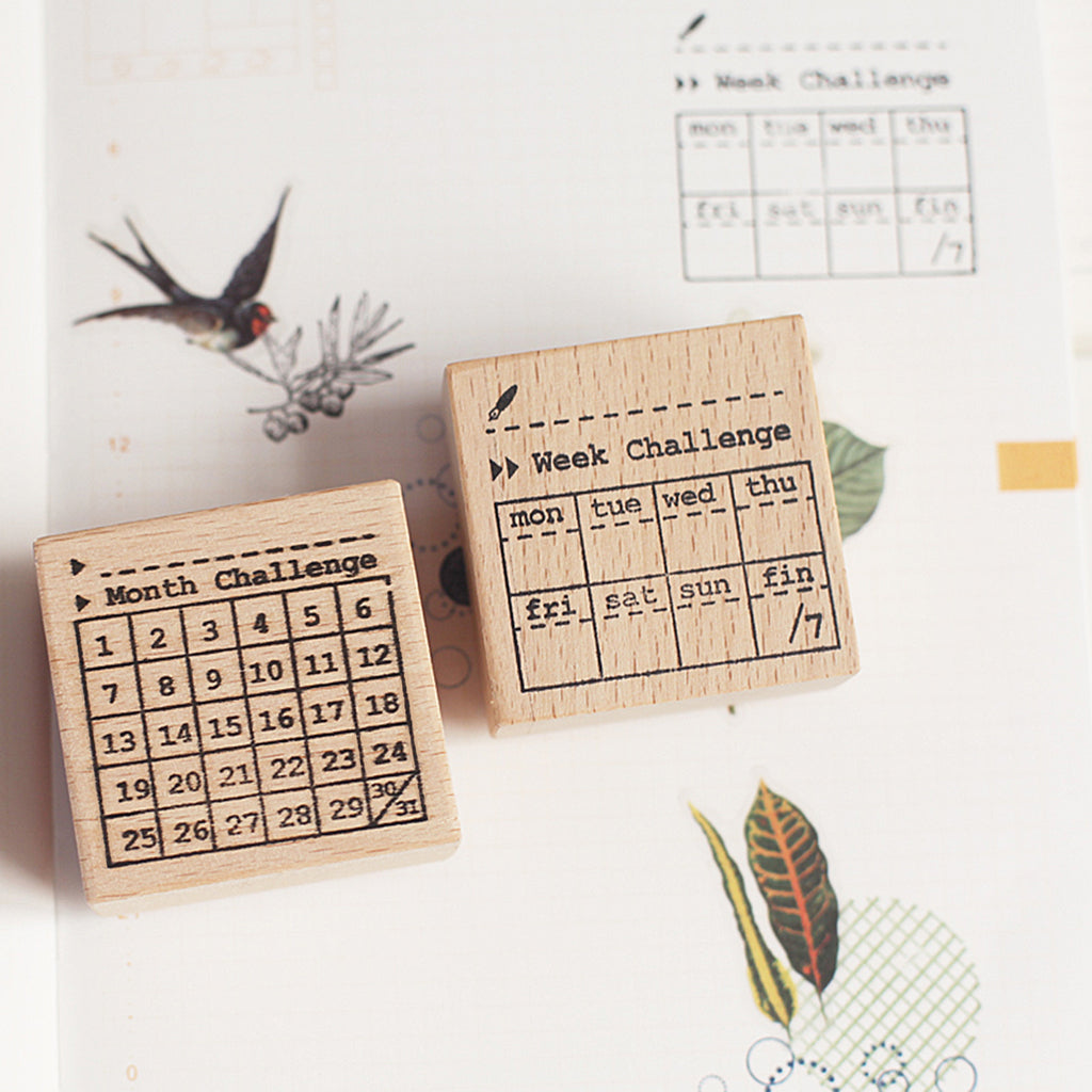 Week and Month Challenge Wooden Stamp