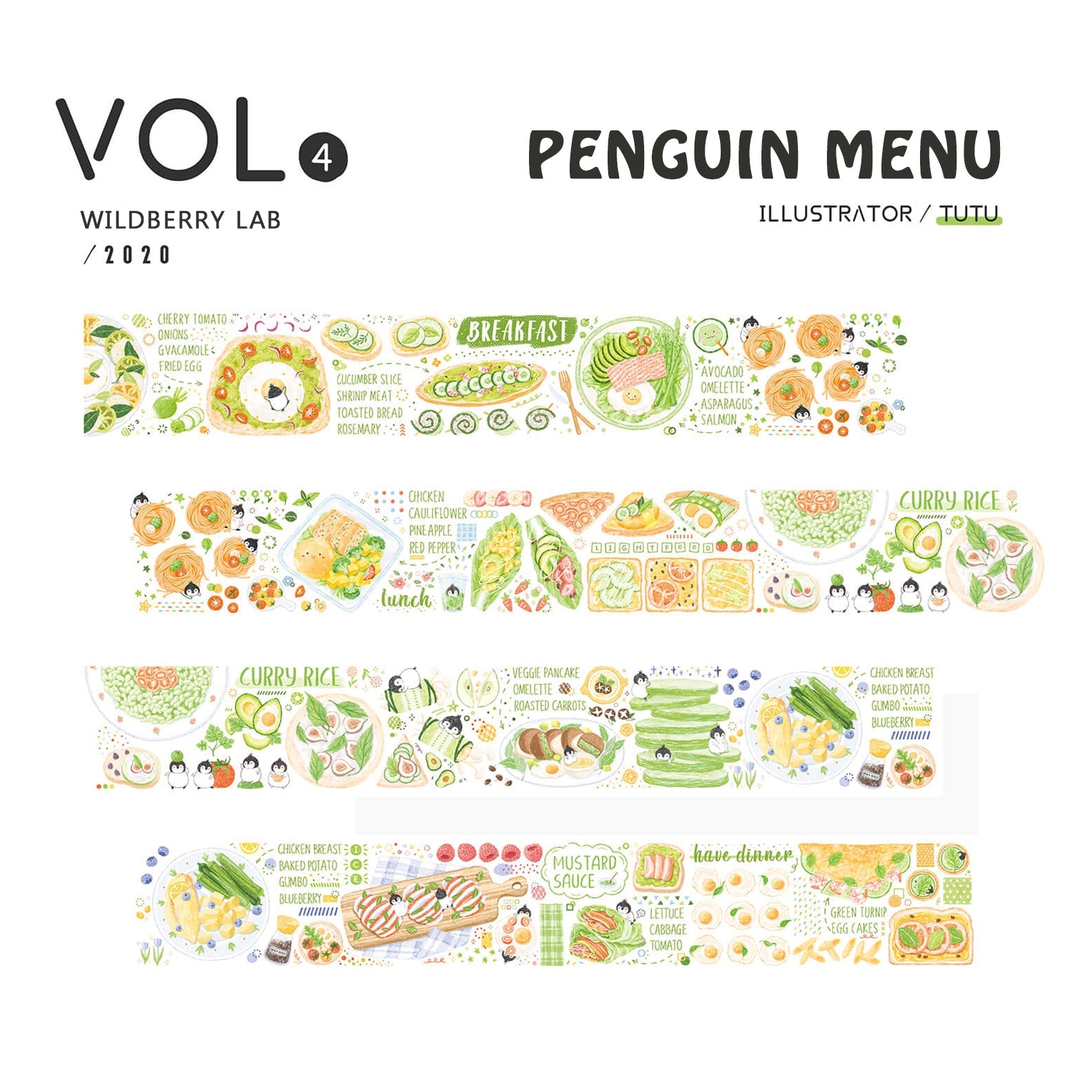 Wildberry Lab Clear Tape: Penguin Menu