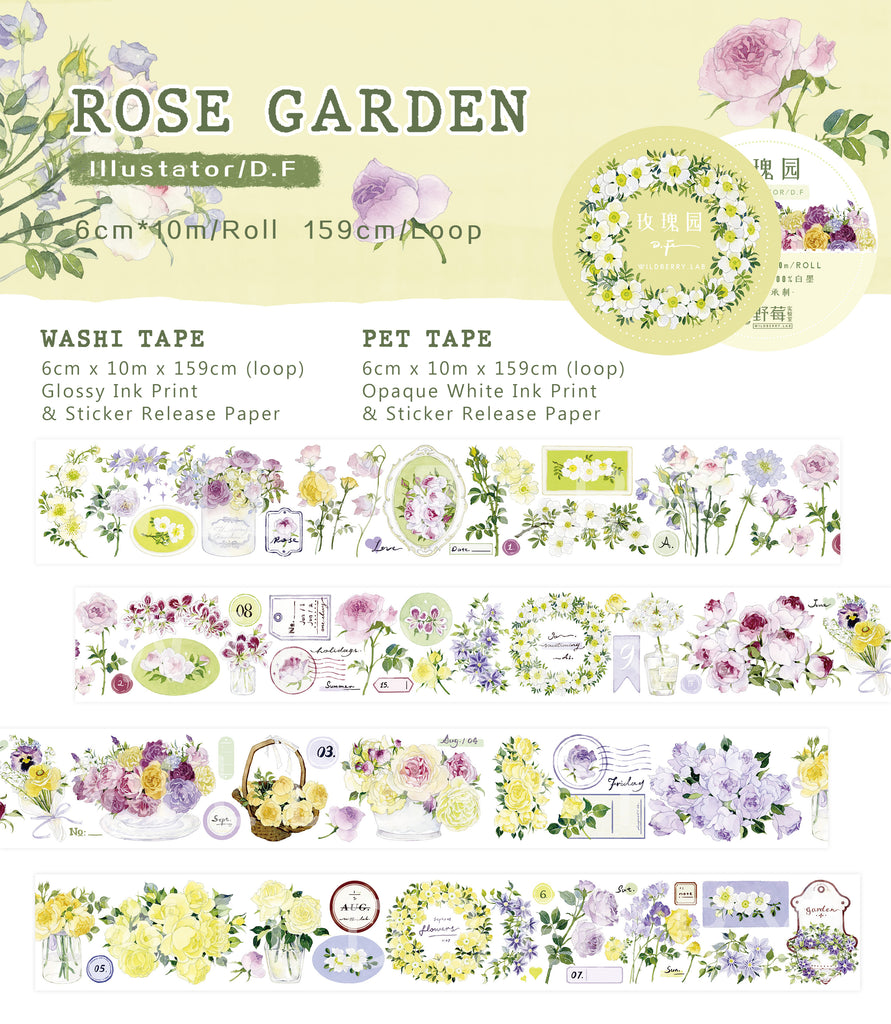 Wildberry Lab Masking Tape: Rose Garden
