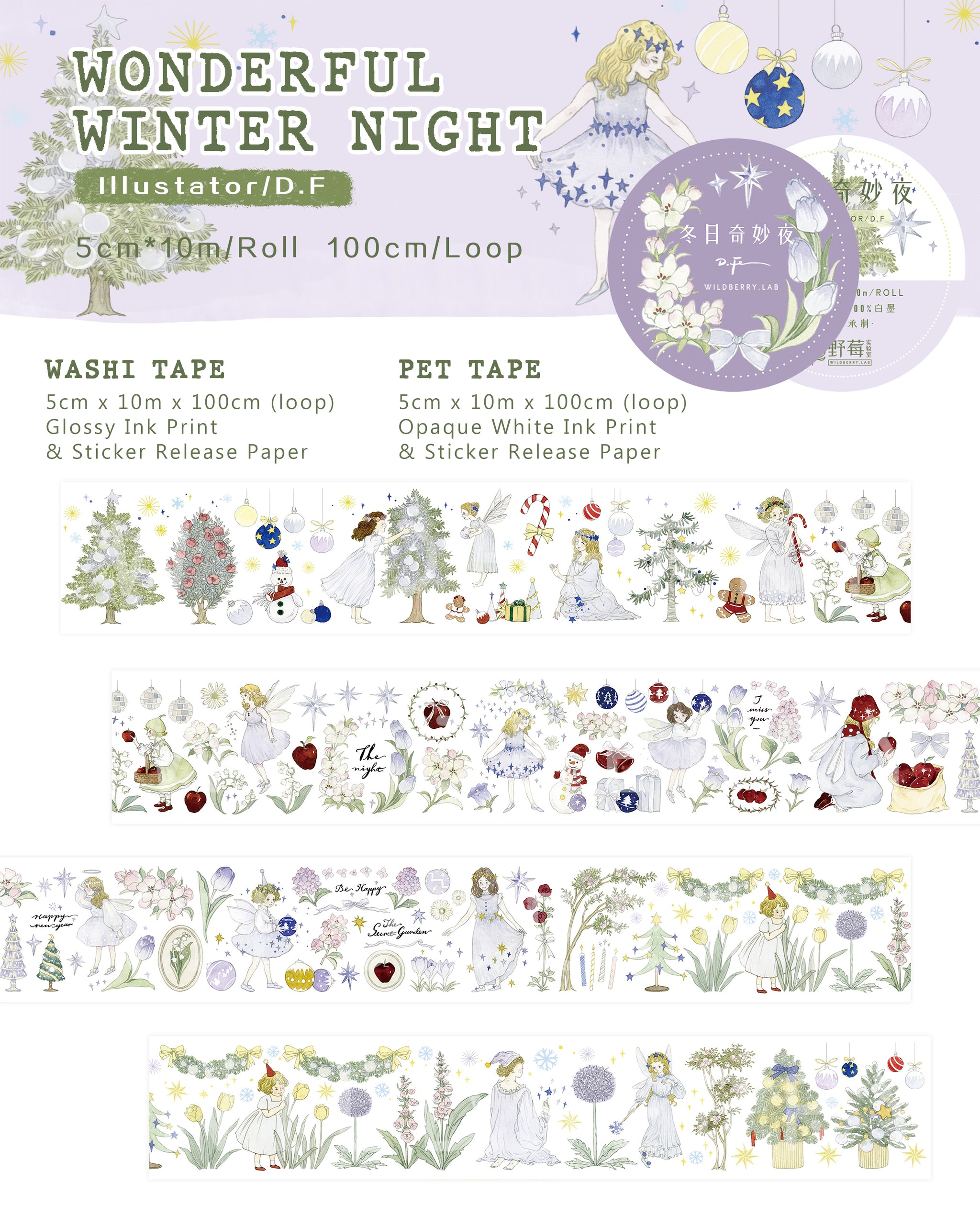 Wildberry Lab Masking Tape: Wonderful Winter Night