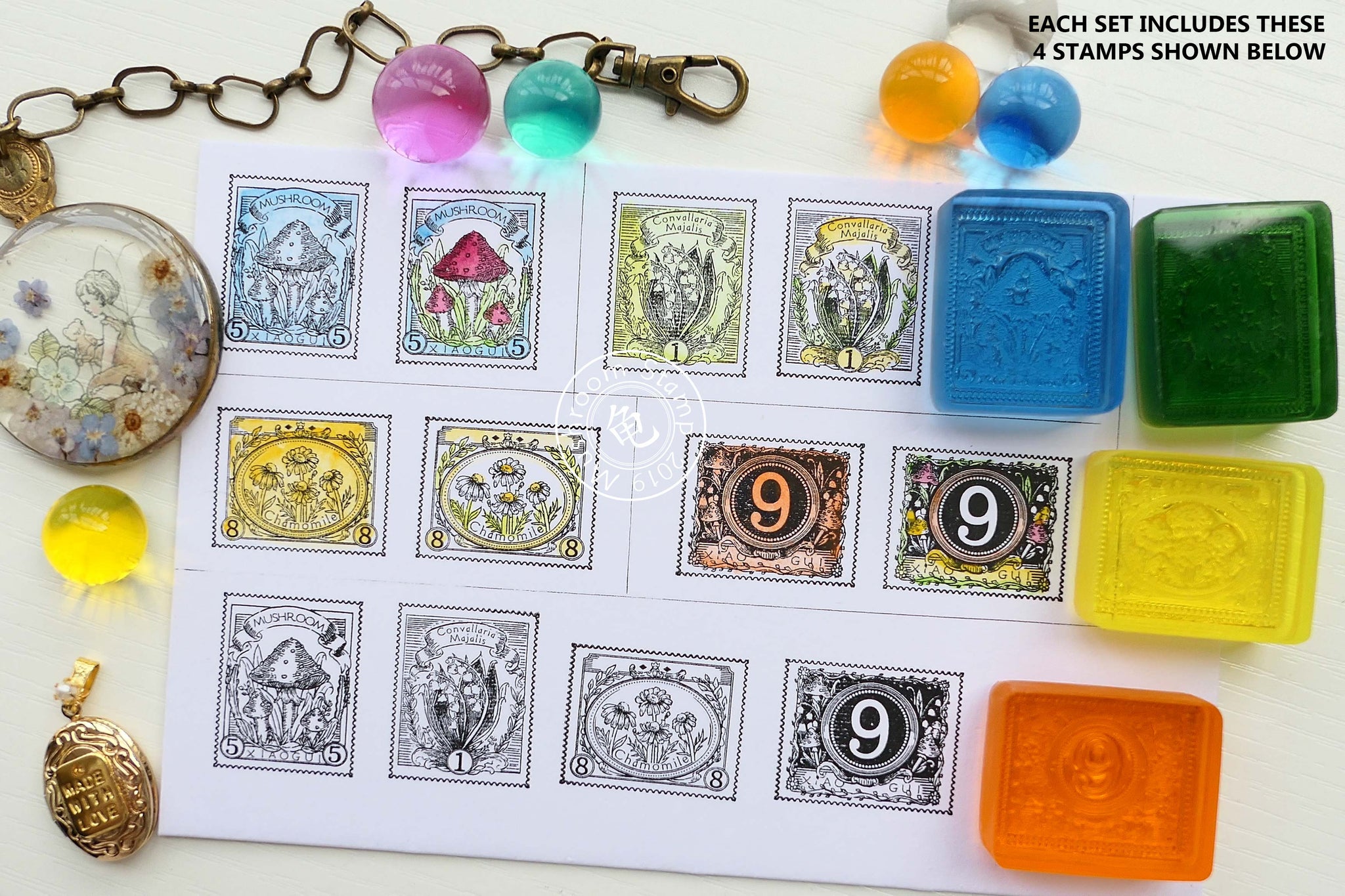 Acrylic Botany Gummy Stamps: Set of 4