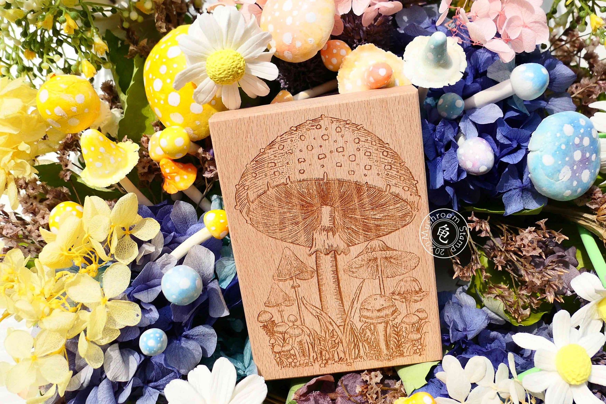 Extra Large Mushroom Colony Wooden Stamp