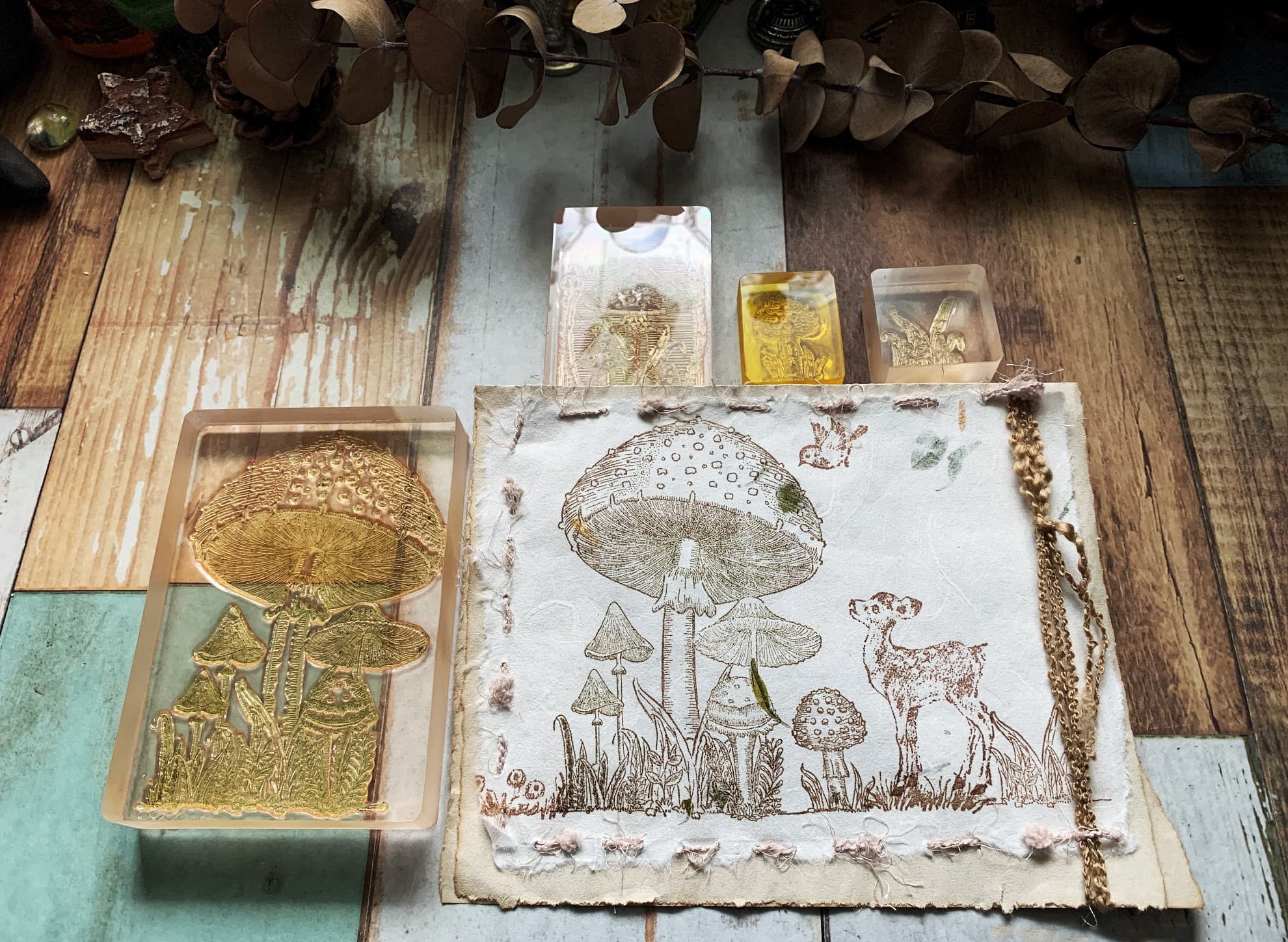 Extra Large Mushroom Colony Wooden Stamp