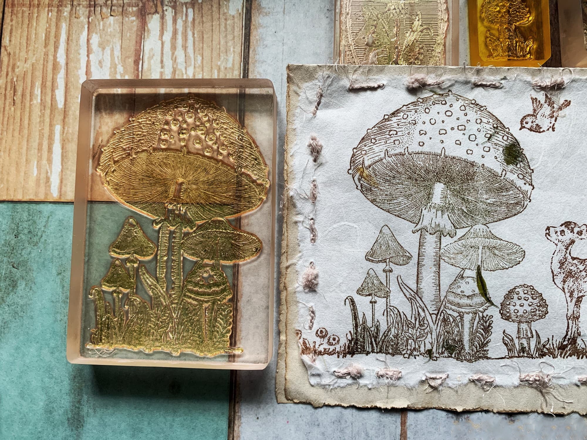 Extra Large Mushroom Colony Wooden Stamp