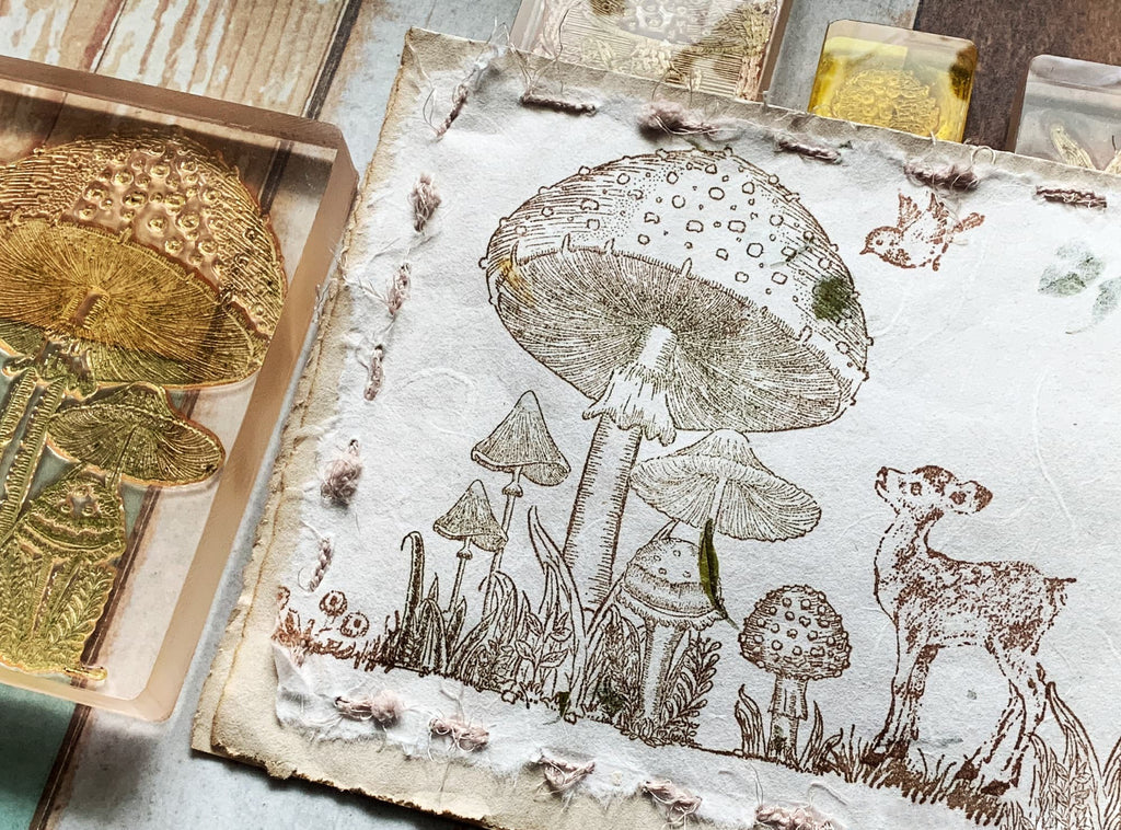 Extra Large Mushroom Colony Wooden Stamp