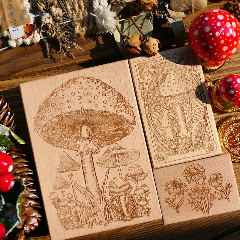 Extra Large Mushroom Colony Wooden Stamp