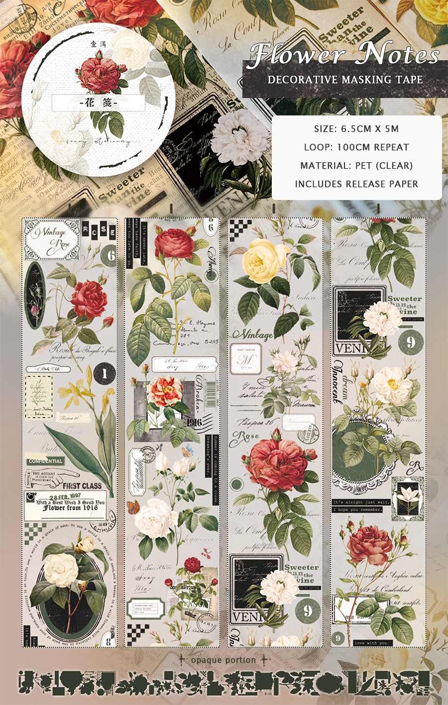 Yier Masking Tape: Floral Notes