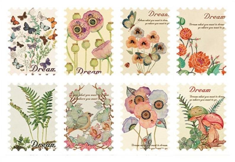 Vintage Flower Stamp Stickers