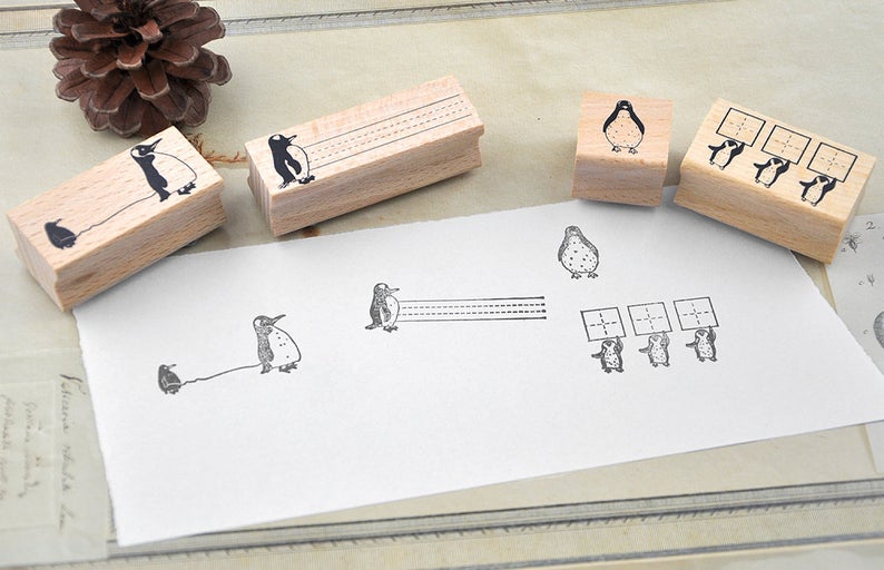 Penguin Notes Wooden Stamp Set