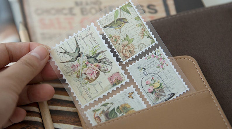 Vintage Stamp Stickers Sheets