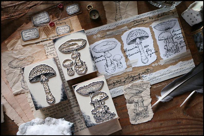LCN Design Studio: Mushrooms Wooden Stamps Set