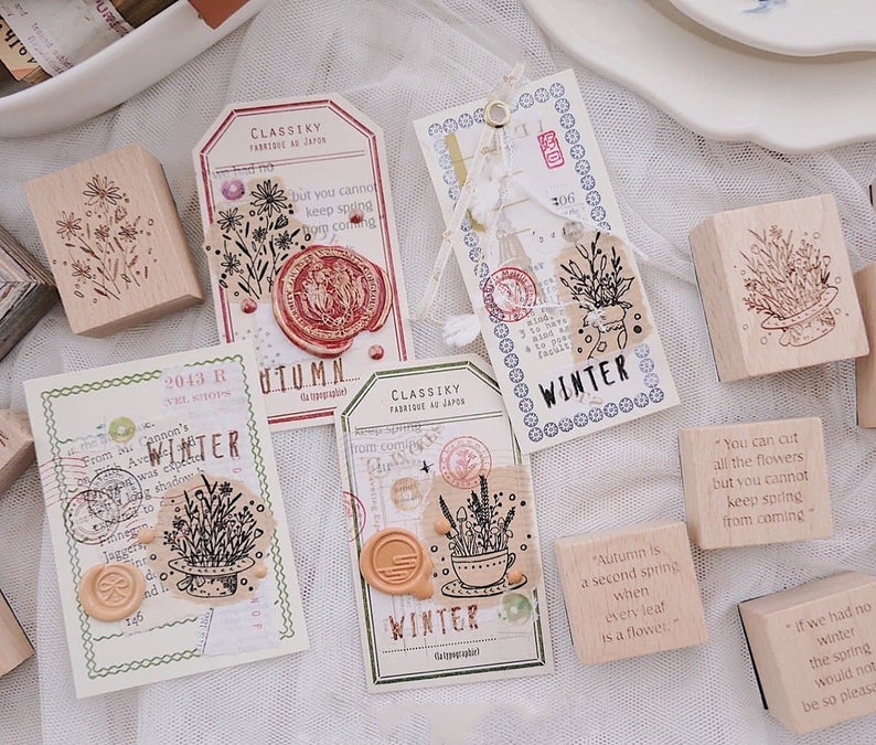 Four Seasons Wooden Stamps Set