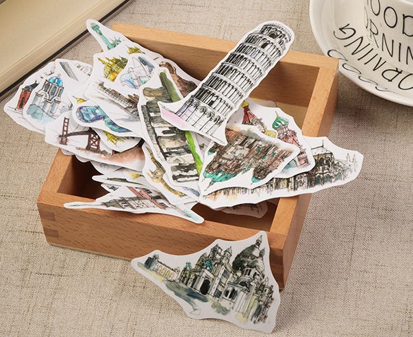 Watercolor Monuments Sticker Pack – Papergame