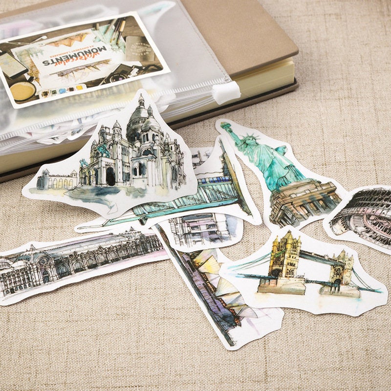 Watercolor Monuments Sticker Pack
