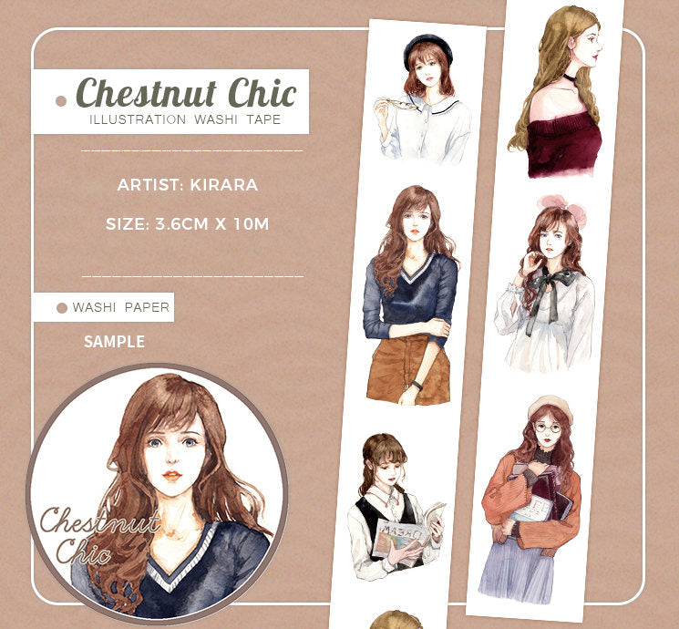 Kirara Washi Tape: Chestnut Chic