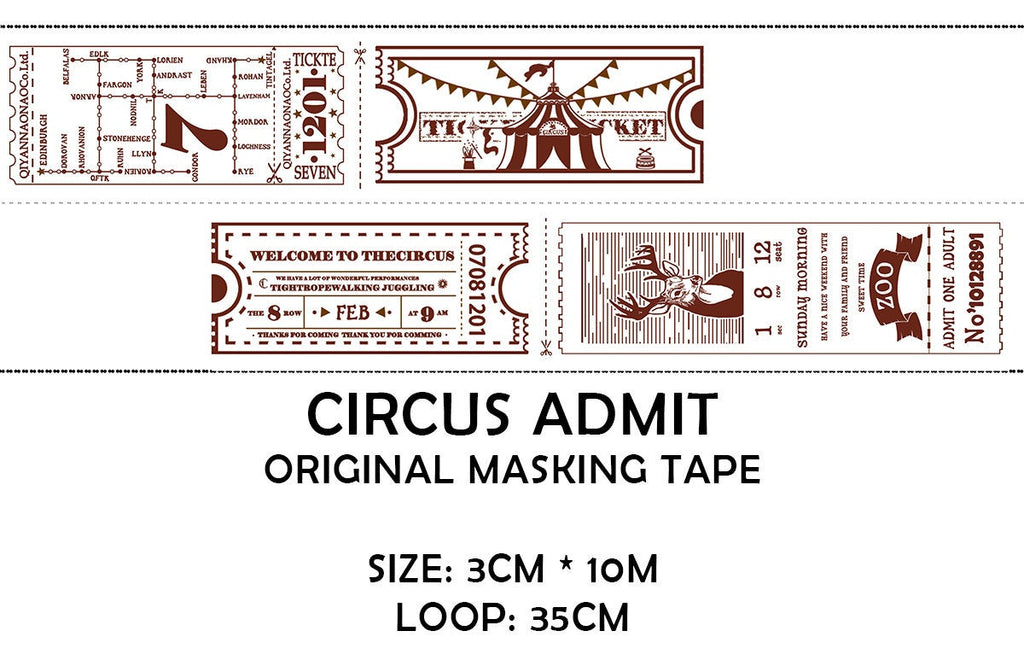 Circus Admission Ticket Washi Tape
