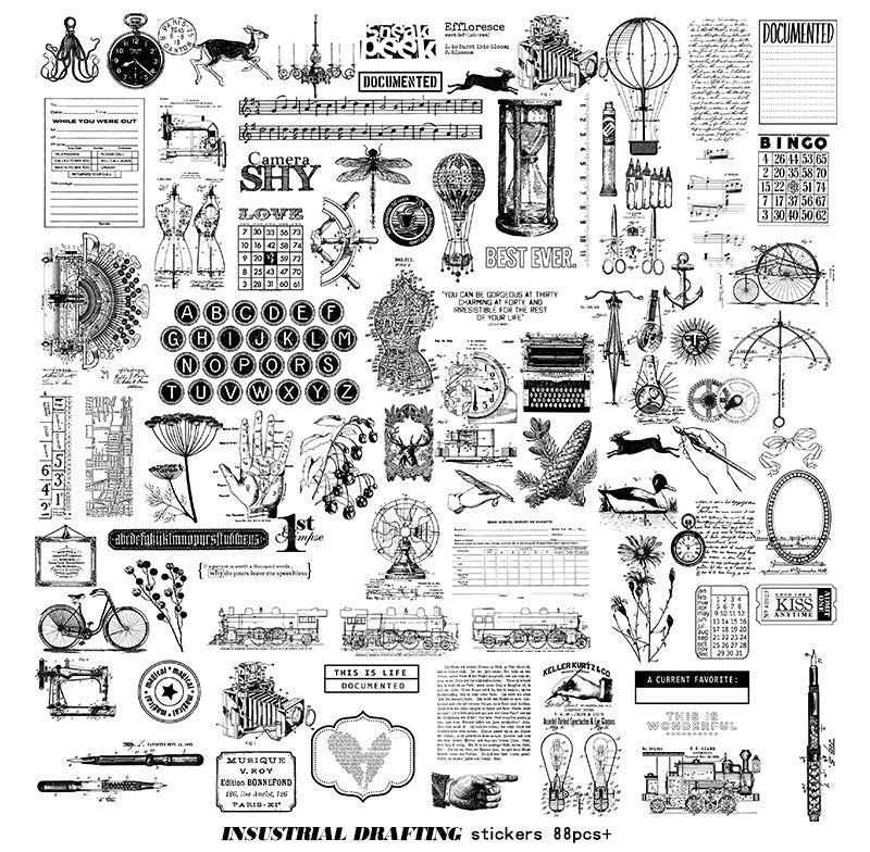 Industrial Drawing Translucent Stickers Pack