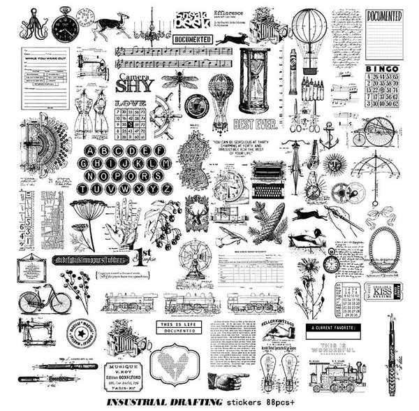 Cheeserabbit Studio: Industrial Drawing Translucent Stickers Pack