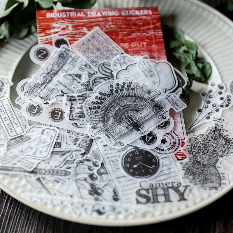 Cheeserabbit Studio: Industrial Drawing Translucent Stickers Pack