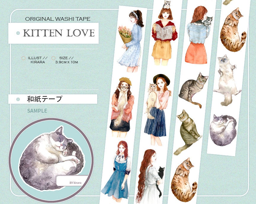 Kirara Washi Tape: Kitten Love