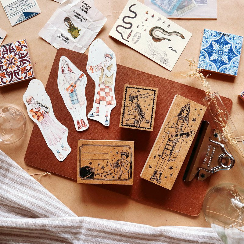 Musician Girls Wooden Stamp Set