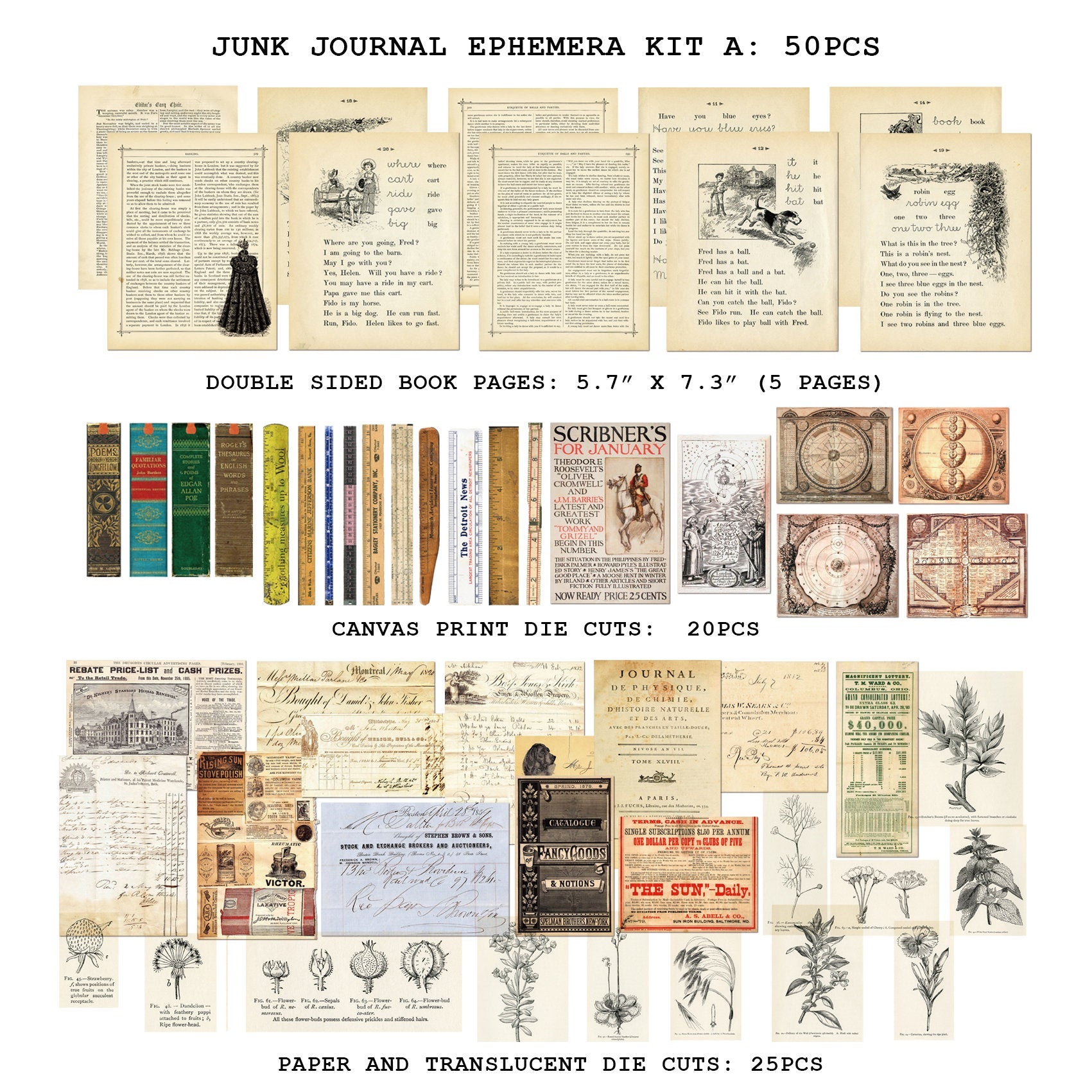 Junk Journal Ephemera Kit A