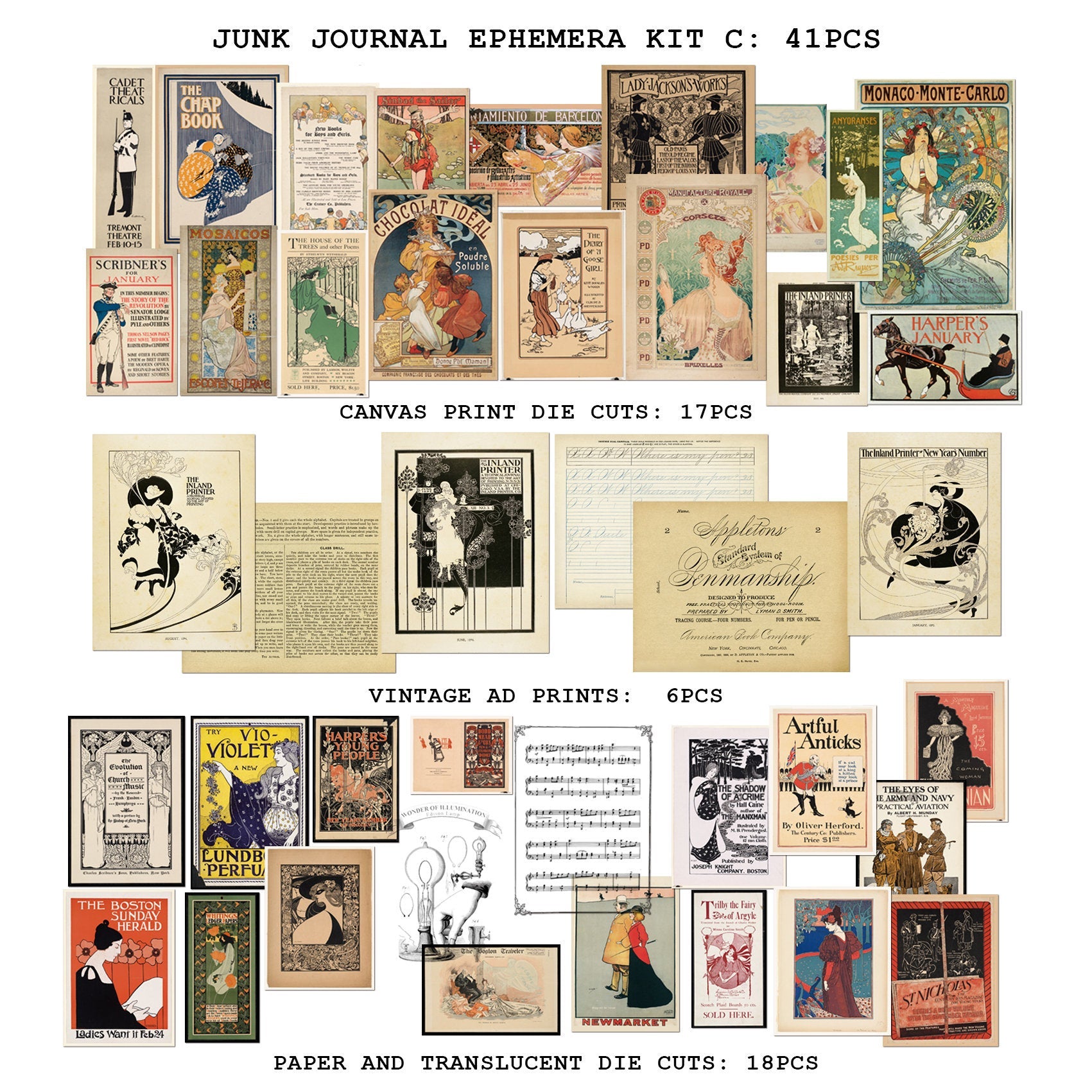 Junk Journal Ephemera Kit C