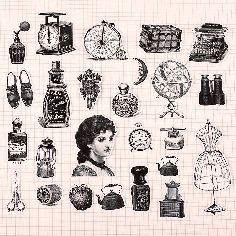 Vintage Objects Stickers Pack C
