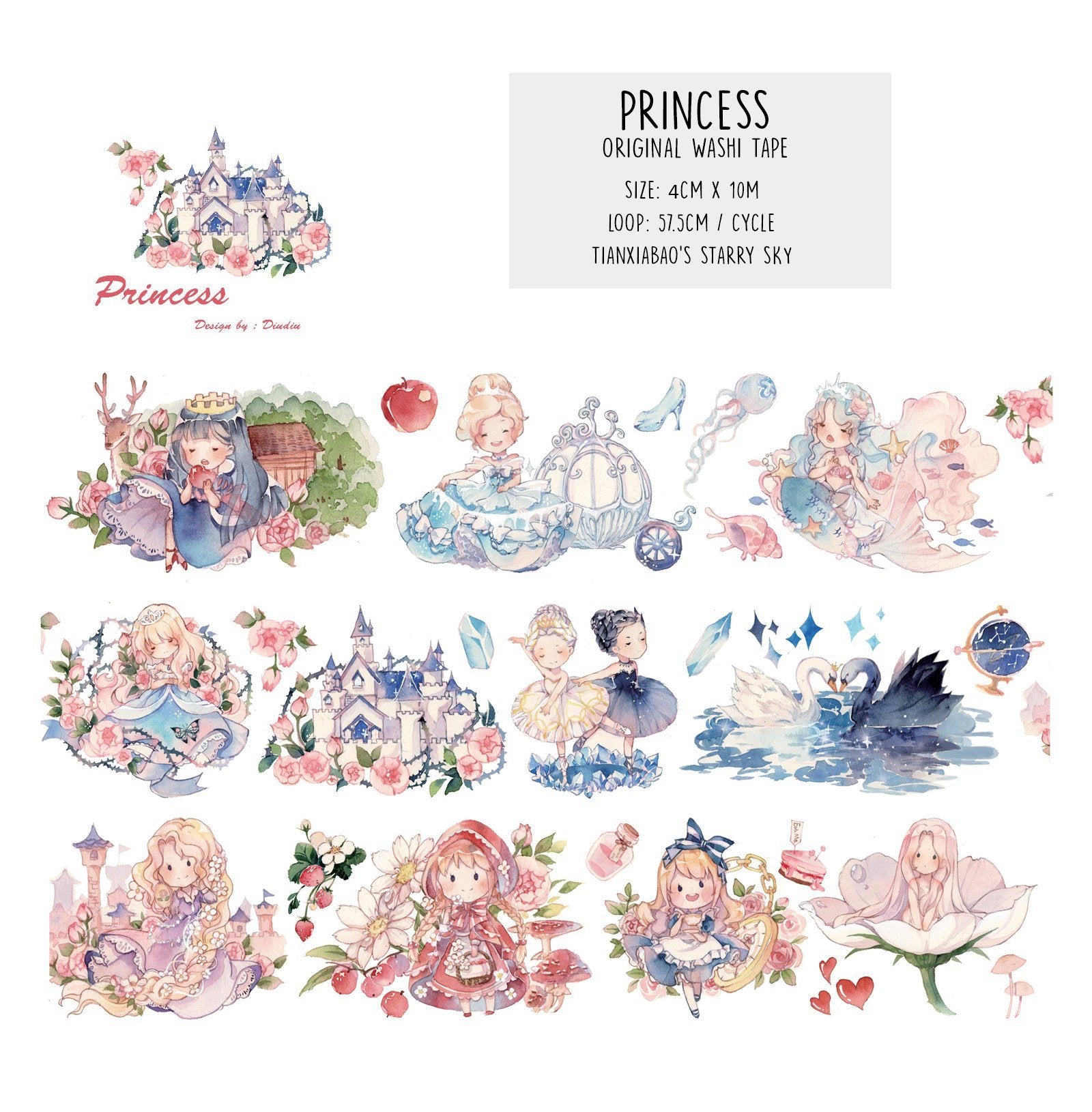 Tianxiaobao's Starry Sky: Princess Washi Tape