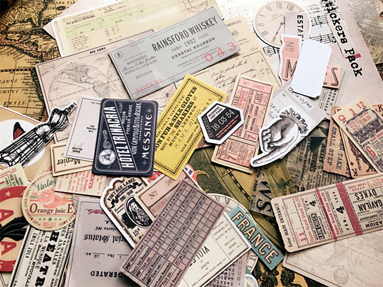 52PCS Vintage Ticket Stubs Stickers Pack
