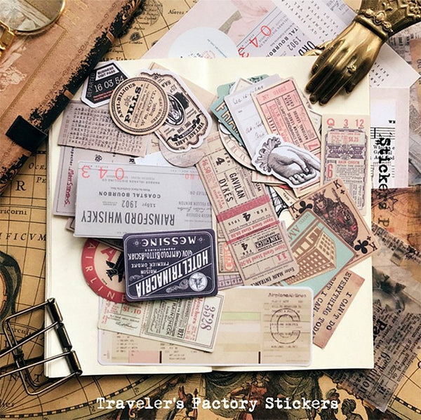52PCS Vintage Ticket Stubs Stickers Pack