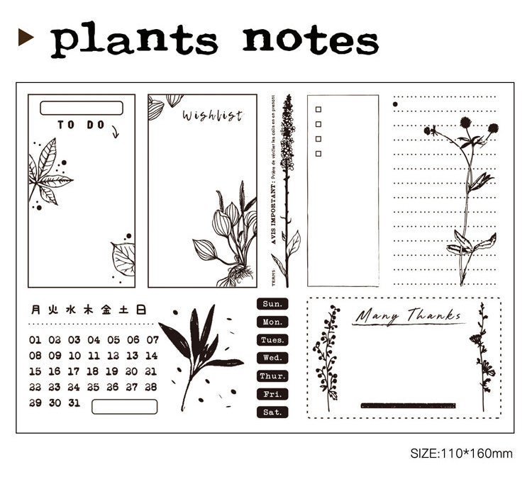 Plants Notes Acrylic Stamp Set