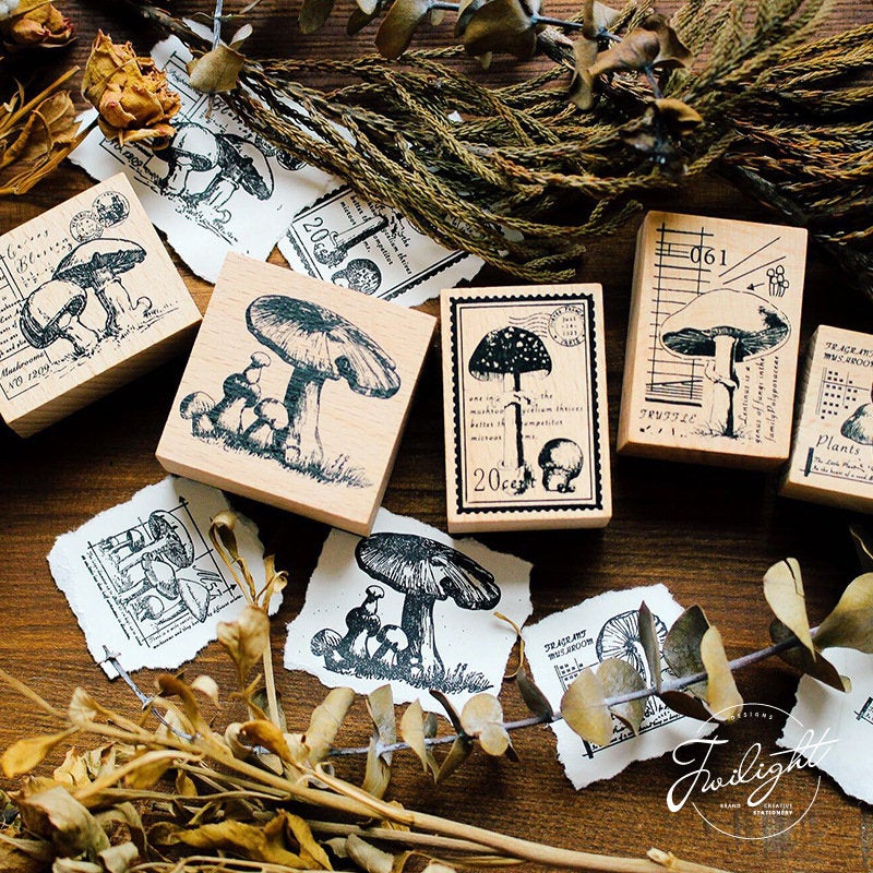 Mushroom Stamps Collection Wooden Stamp Set
