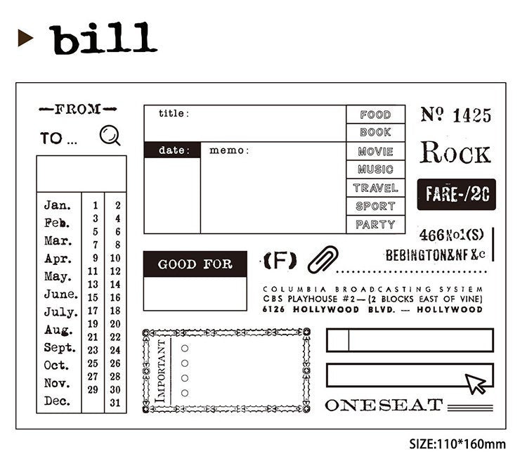 Postcard & Bill Acrylic Stamp Set