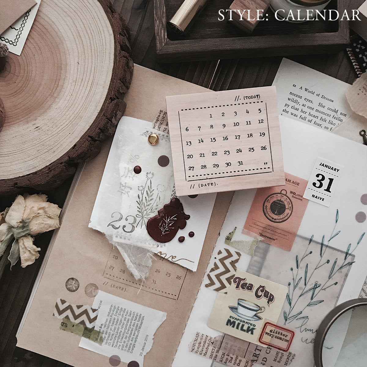Calendar Wood Rubber Stamps Set Date Month Weather Moon Phase Stamps  Decorative Planner Diary Journal DIY Tool 6 Styles -  Hong Kong