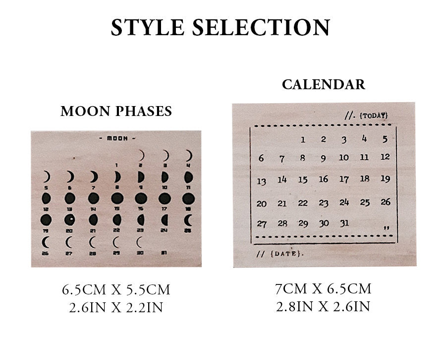 Moon Phases Calendar Wooden Stamp
