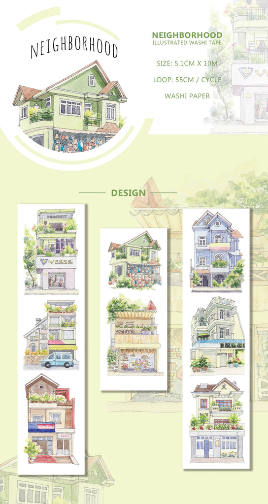 Neighborhood Houses Washi Tape