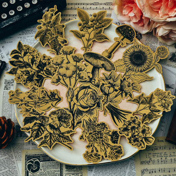 Kraft Botanical Illustration Stickers Pack
