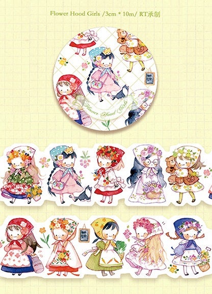 Hayama Washi Tape: Flower Hood Girl