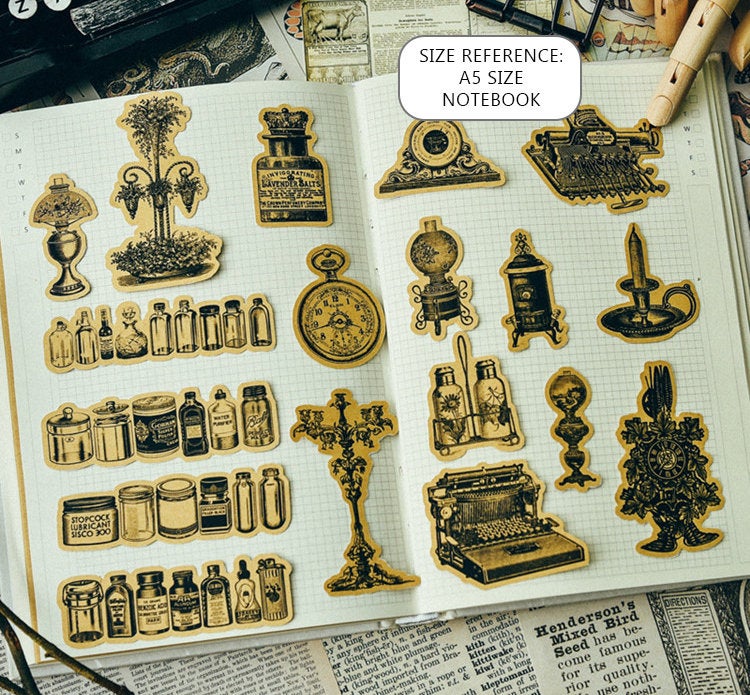 Vintage Objects Kraft Stickers Pack