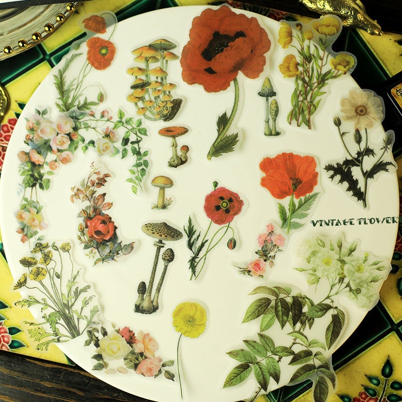 Vintage Floral Illustration Stickers Pack