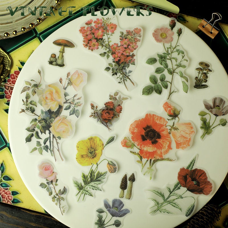 Vintage Floral Illustration Stickers Pack