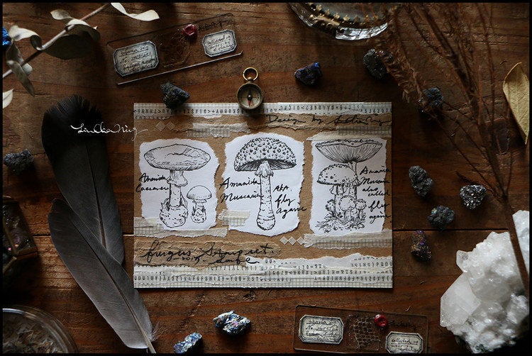 LCN Design Studio: Mushrooms Wooden Stamps Set