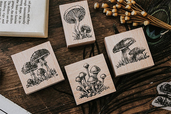 Mushrooms Wooden Stamps Set