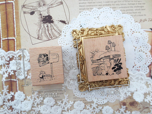 Yowoo Studio Rubber Stamp: Mailbox & Mushroom Forest