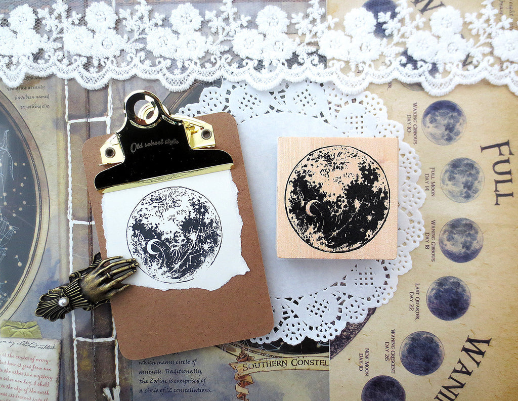 Moon Wooden Stamp B