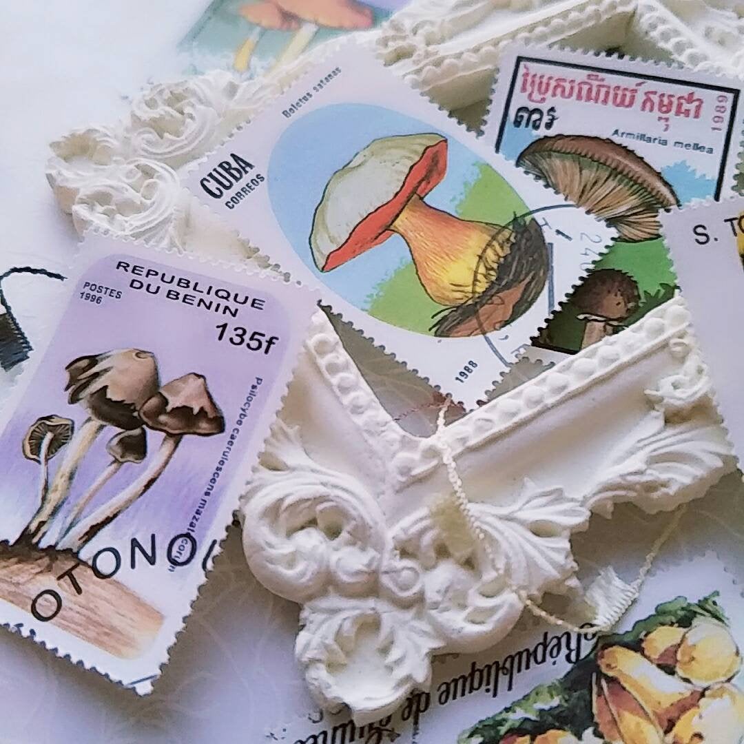 10 Mushroom Themed Mail Stamps