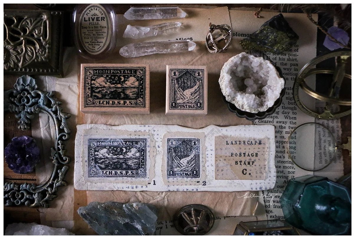 LCN Design Studio: Landscape Postage Stamp Wooden Stamps Set