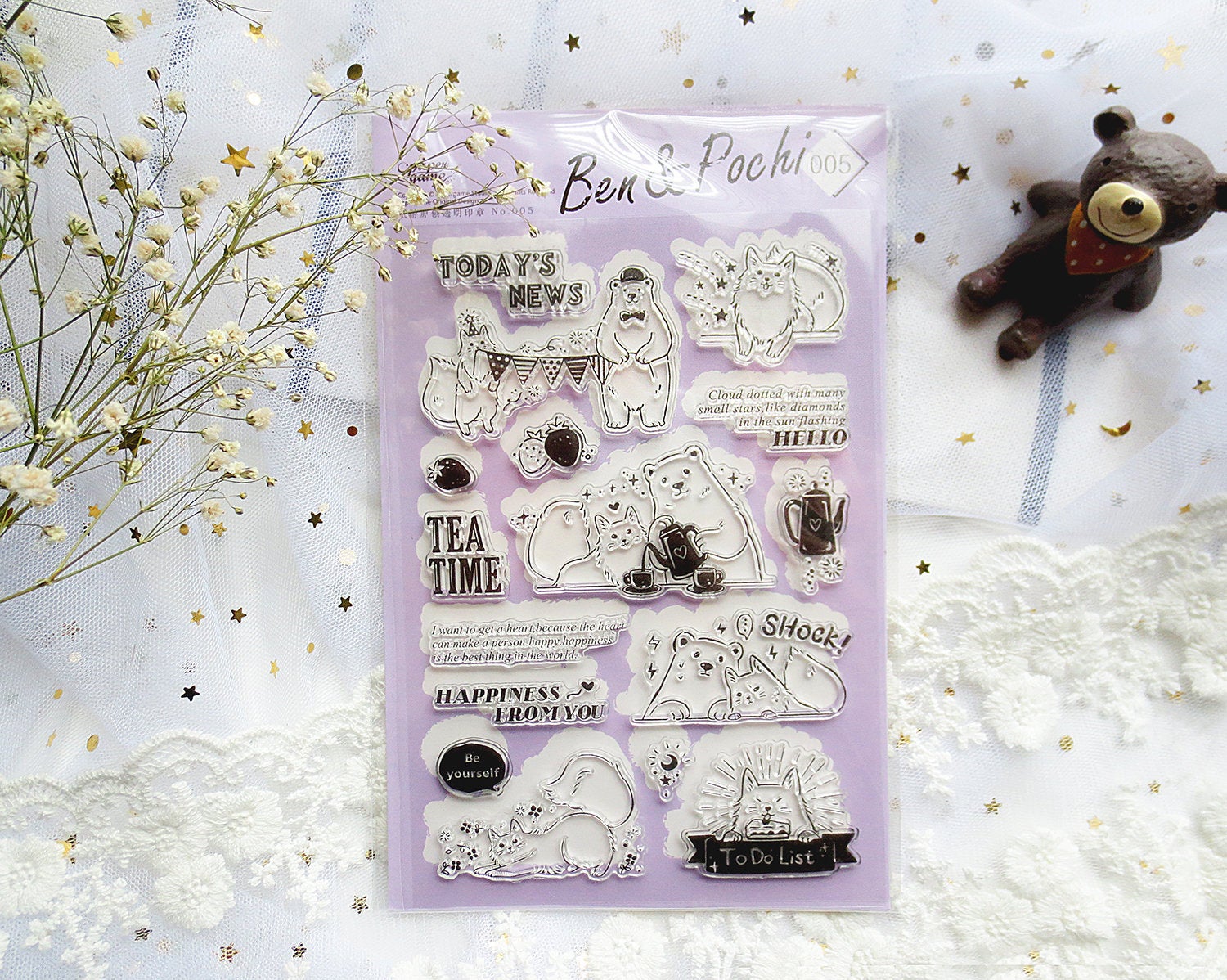 Ben and Pochi Acrylic Stamp Set – Papergame