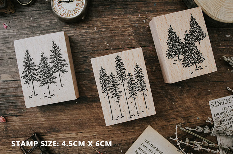Pine Trees Wooden Stamp Set – Papergame